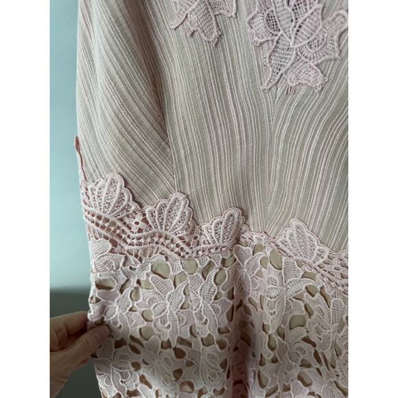 Sau Lee Womens Lace Knit Pink V Neck Midi Dress - Picture 4 of 4